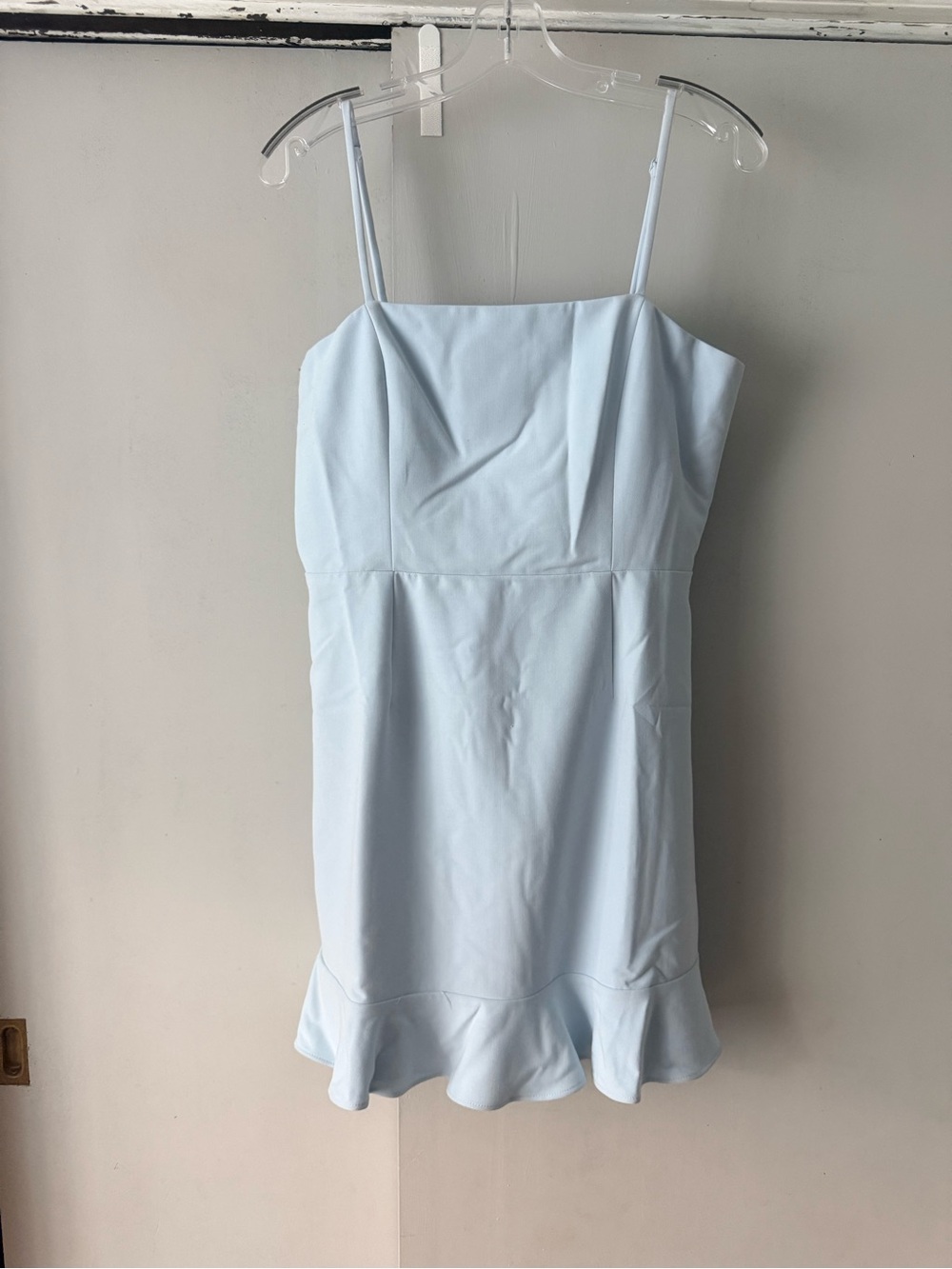 New Light Blue Spaghetti Strap Ruffle-Hem Dress - Picture 2 of 5